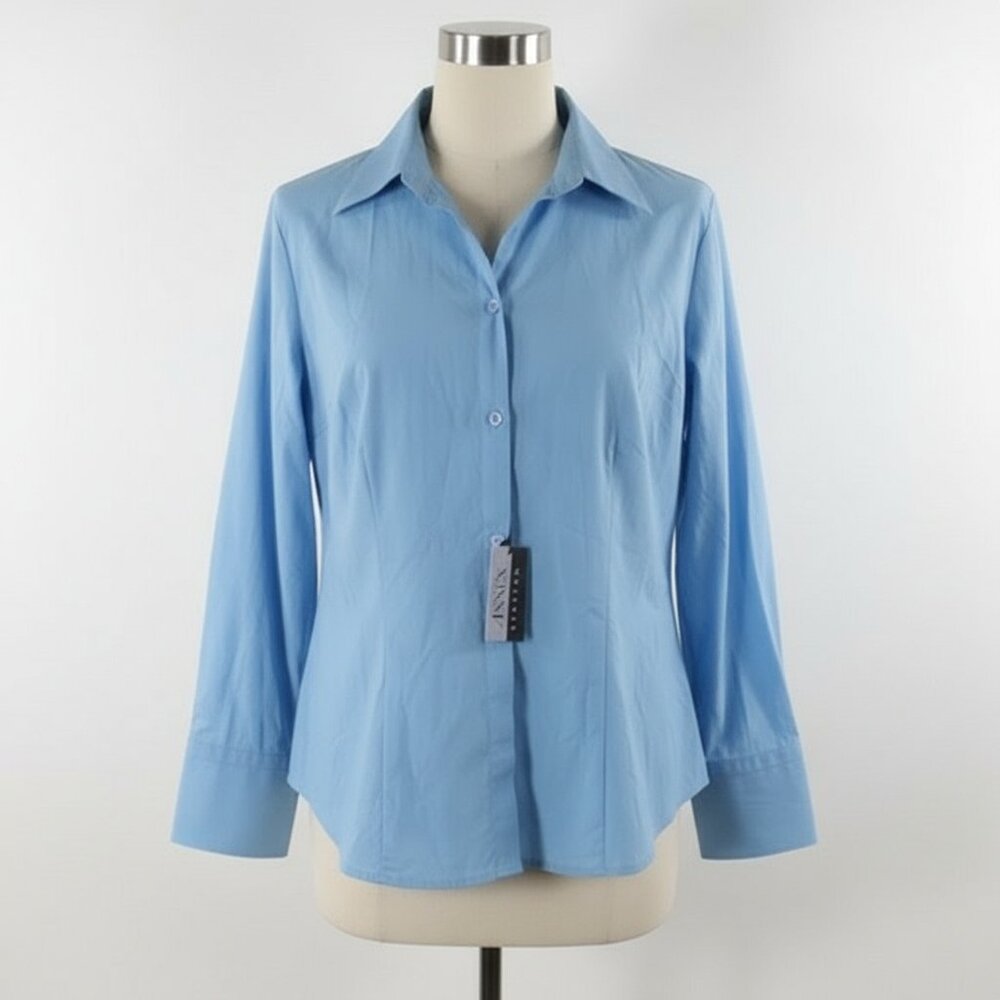 Casual Corner AnnexWomen's stretch baby blue blouse large